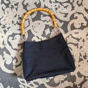 Vintage Mondani New York black purse with bamboo handles #bamboo